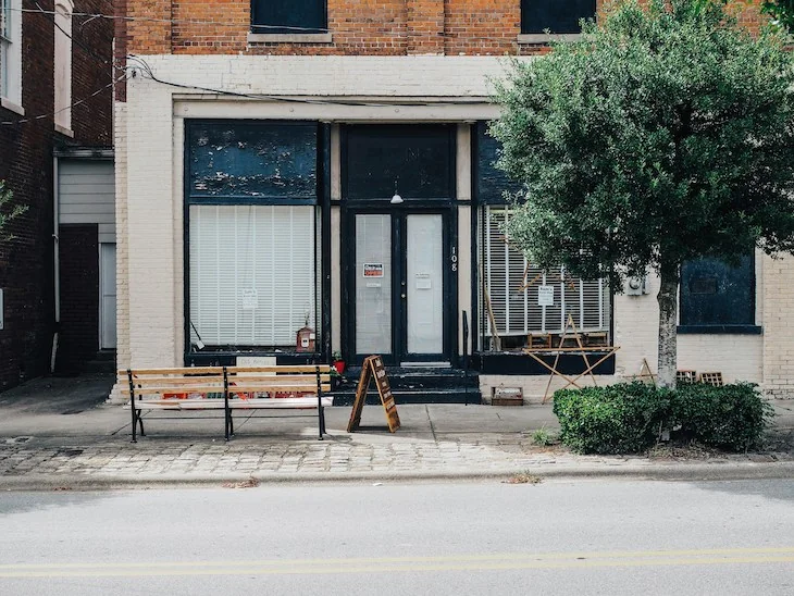front of empty retail store